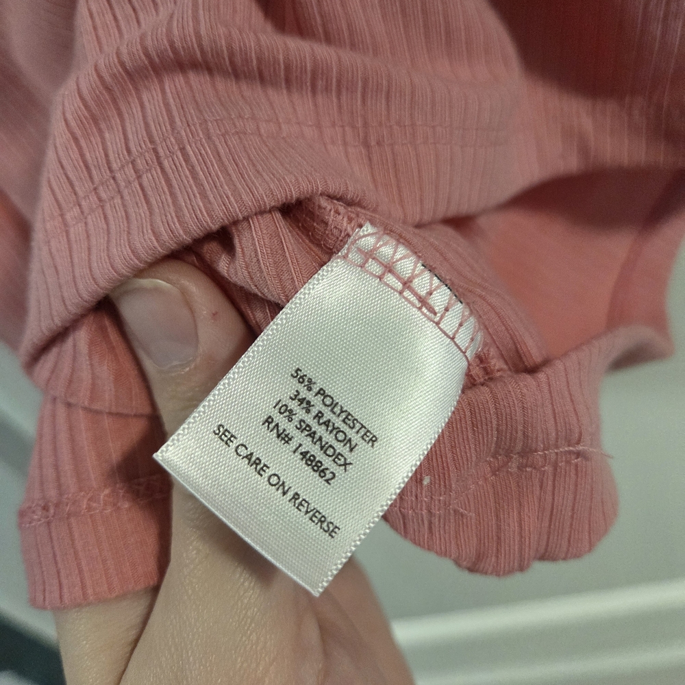 Torrid Pink Ribbed Notch-Neck Tee - Picture 8 of 9